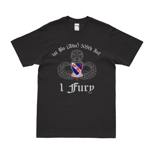 1-508 PIR '1 Fury' Airborne T-Shirt Tactically Acquired Black Clean Small