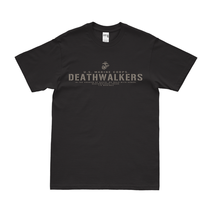1st Battalion 6th Marines (1/6) "Deathwalkers" USMC T-Shirt Tactically Acquired Small Black 
