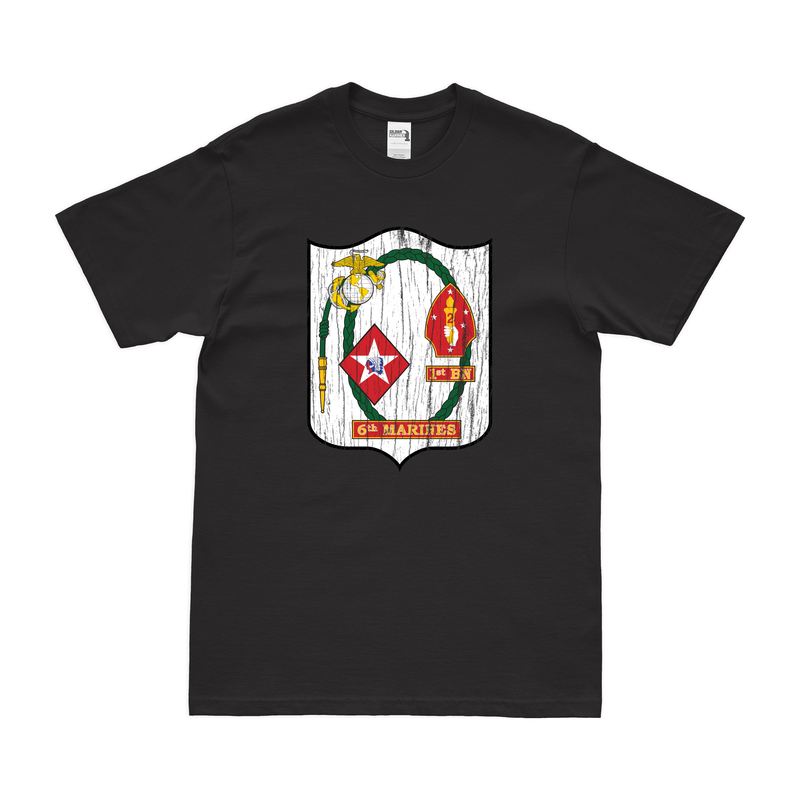 Distressed 1/6 Marines Emblem Crest T-Shirt