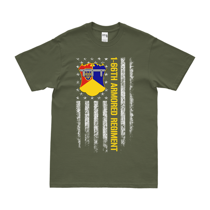 1-66 Armor Regiment American Flag T-Shirt Tactically Acquired Military Green Small 