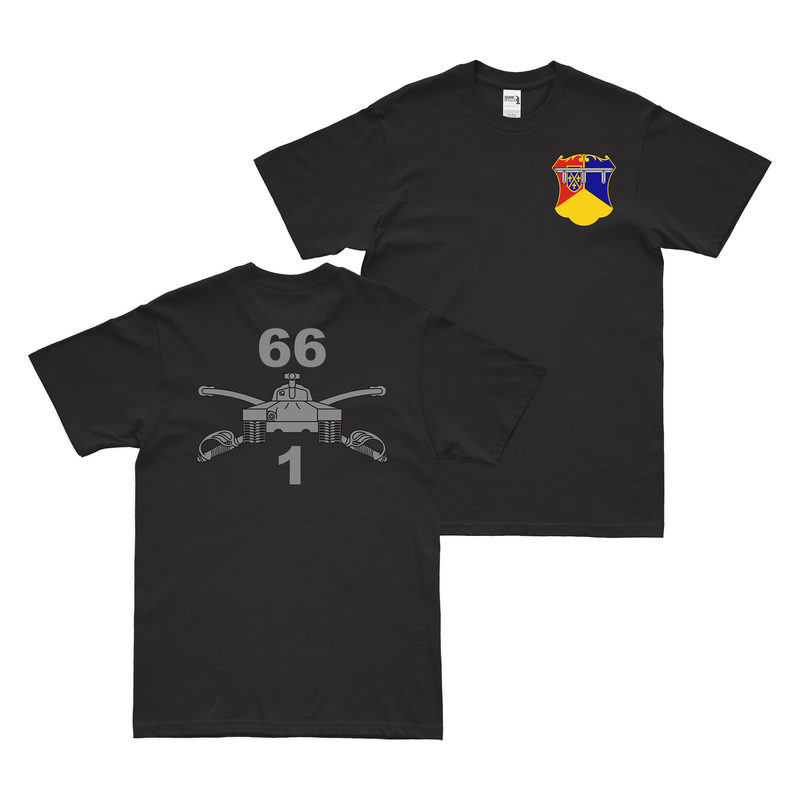 Double-Sided 1-66 Armor Regiment Branch Emblem T-Shirt