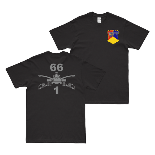 Double-Sided 1-66 Armor Regiment Branch Emblem T-Shirt Tactically Acquired Black Small 