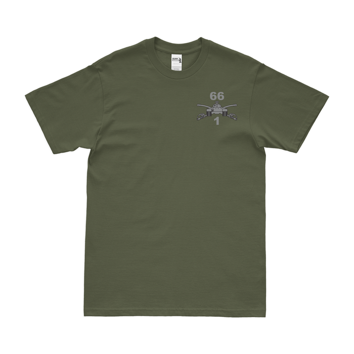 1-66 Armor Regiment Left Chest Branch Emblem T-Shirt Tactically Acquired Military Green Small 