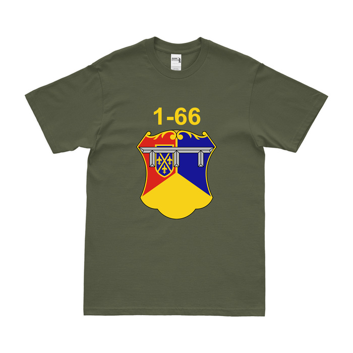 1-66 Armor Regiment Unit Emblem T-Shirt Tactically Acquired Military Green Clean Small