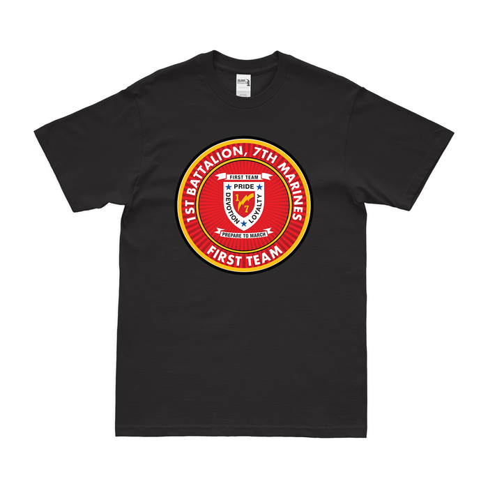 1st Bn 7th Marines (1/7 Marines) First Team T-Shirt Tactically Acquired   