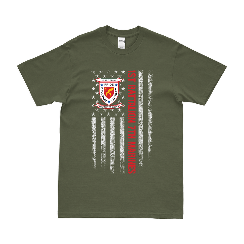 1st Battalion, 7th Marines (1/7 Marines) American Flag T-Shirt