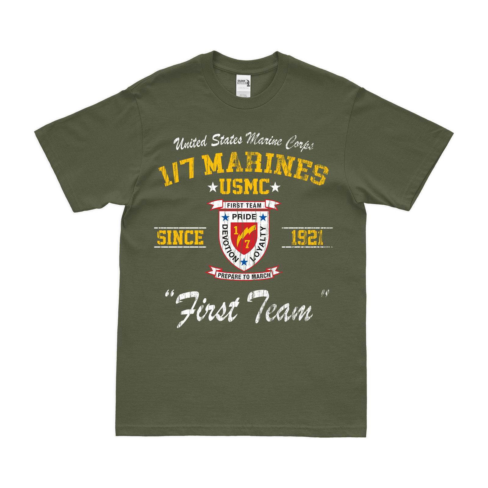 1st Battalion, 7th Marines (1/7) Since 1921 Legacy T-Shirt Tactically Acquired   