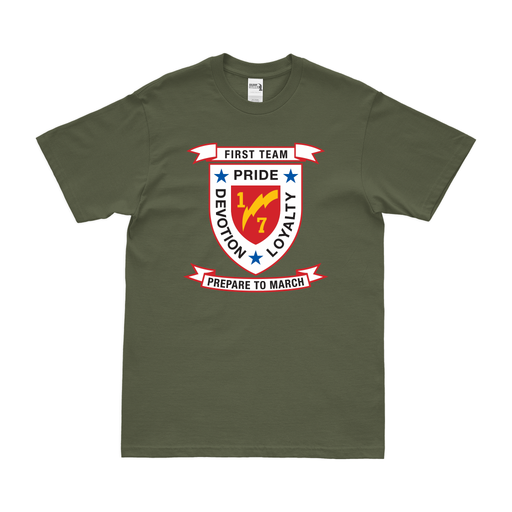 1st Battalion, 7th Marines (1/7) Logo Emblem T-Shirt Tactically Acquired Small Military Green 