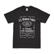 1st Battalion 7th Marines (1/7 Marines) Whiskey Label T-Shirt Tactically Acquired Small Black 
