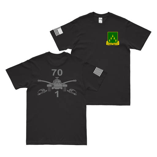 Double-Sided 1-70 Armor Regiment (1-70AR) T-Shirt Tactically Acquired Black Small 