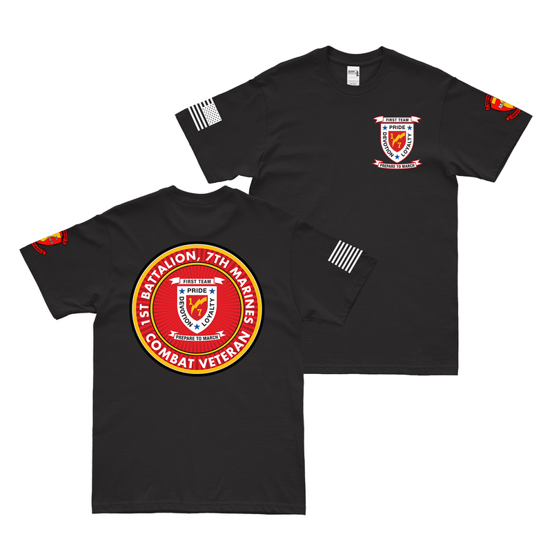 Double-Sided 1/7 Marines Combat Veteran T-Shirt