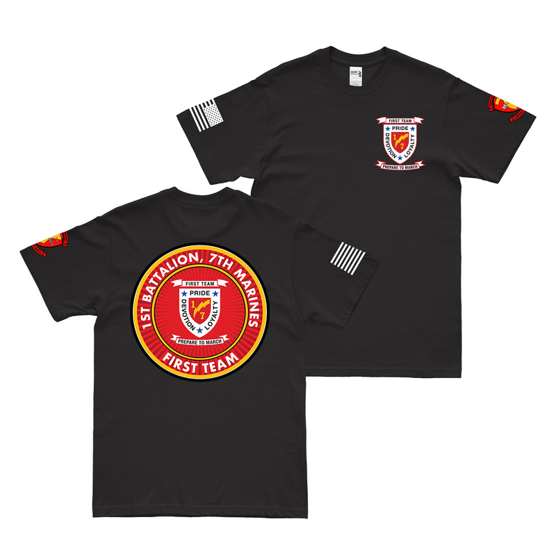 Double-Sided 1/7 Marines First Team Motto T-Shirt