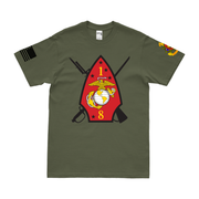 1st Battalion, 8th Marines (1/8 Marines) Emblem T-Shirt Tactically Acquired Military Green Small 
