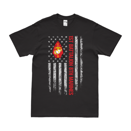 1st Battalion, 8th Marines (1/8) American Flag T-Shirt Tactically Acquired   