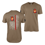 Double-Sided 1/8 Marines American Flag T-Shirt Tactically Acquired Woodland Brown Small