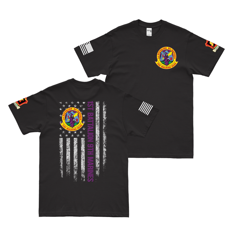 Double-Sided 1/9 Marines American Flag T-Shirt