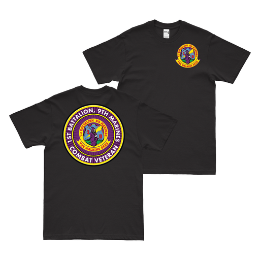Double-Sided 1/9 Marines Combat Veteran T-Shirt Tactically Acquired Small Black 