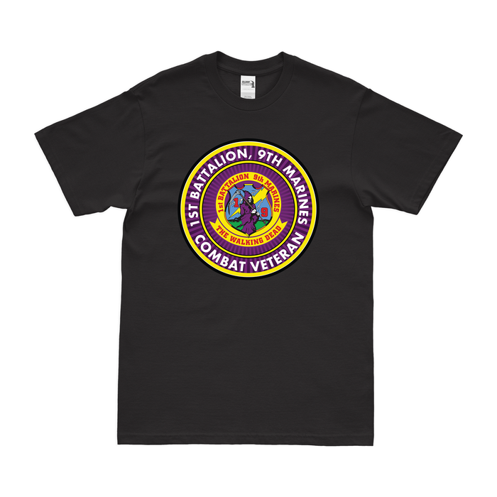 1st Bn 9th Marines (1/9 Marines) Combat Veteran T-Shirt Tactically Acquired Small Clean Black