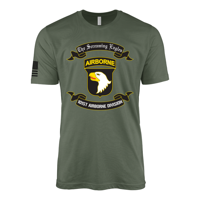 101st Airborne Division Legacy Moto Scroll T-Shirt Tactically Acquired Military Green Small