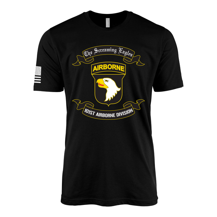 101st Airborne Division Legacy Moto Scroll T-Shirt Tactically Acquired Black Small