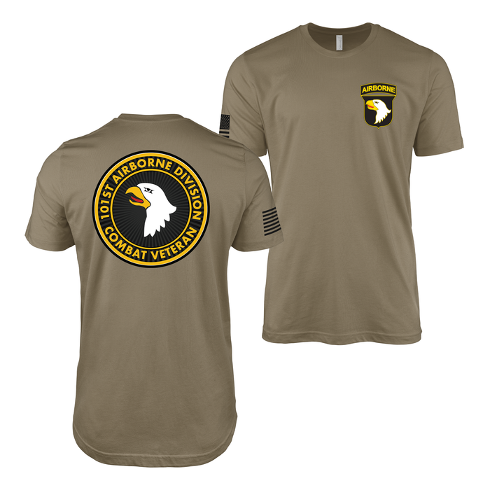 Double-Sided 101st Airborne Division Combat Veteran T-Shirt Tactically Acquired Coyote Brown Small