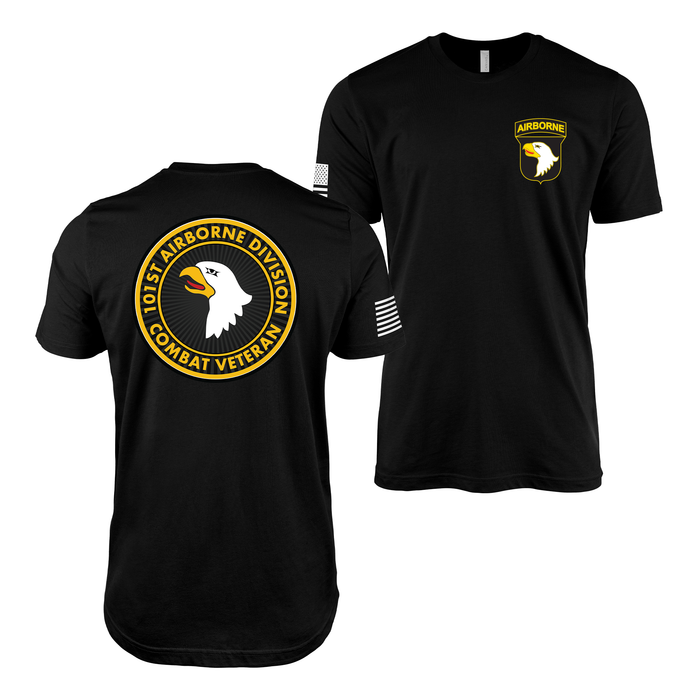 Double-Sided 101st Airborne Division Combat Veteran T-Shirt Tactically Acquired Black Small