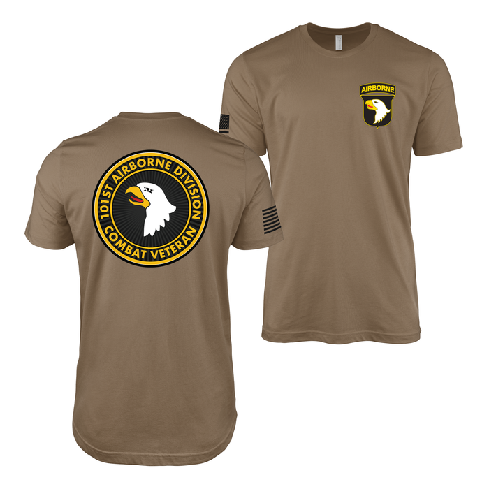 Double-Sided 101st Airborne Division Combat Veteran T-Shirt Tactically Acquired Woodland Brown Small