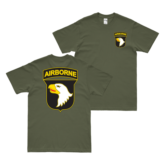 Double-Sided 101st Airborne Division CSIB T-Shirt Tactically Acquired Military Green Small 