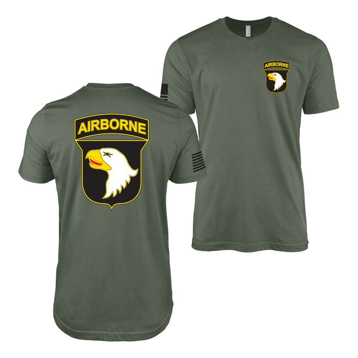 Double-Sided 101st Airborne Division CSIB T-Shirt Tactically Acquired Military Green Small