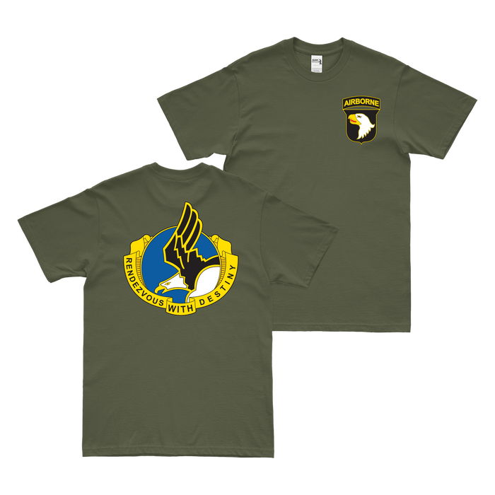 Double-Sided 101st Airborne Division DUI T-Shirt Tactically Acquired Military Green Small 