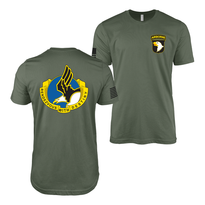 Double-Sided 101st Airborne Division DUI T-Shirt Tactically Acquired Military Green Small