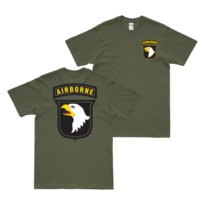 Double-Sided 101st Airborne Division SSI T-Shirt Tactically Acquired Military Green Small 