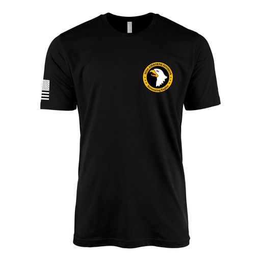 101st Airborne Left Chest Screaming Eagles Emblem T-Shirt Tactically Acquired Black Small