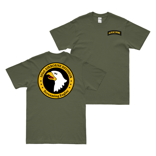 Double-Sided 101st Airborne Division Screaming Eagles T-Shirt Tactically Acquired Military Green Small 