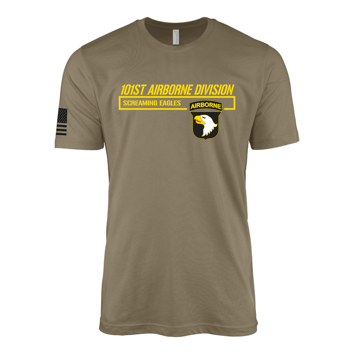 Modern 101st Airborne Division T-Shirt Tactically Acquired Coyote Brown Small