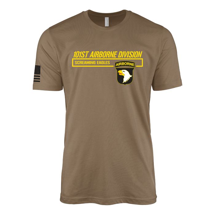 Modern 101st Airborne Division T-Shirt Tactically Acquired Woodland Brown Small