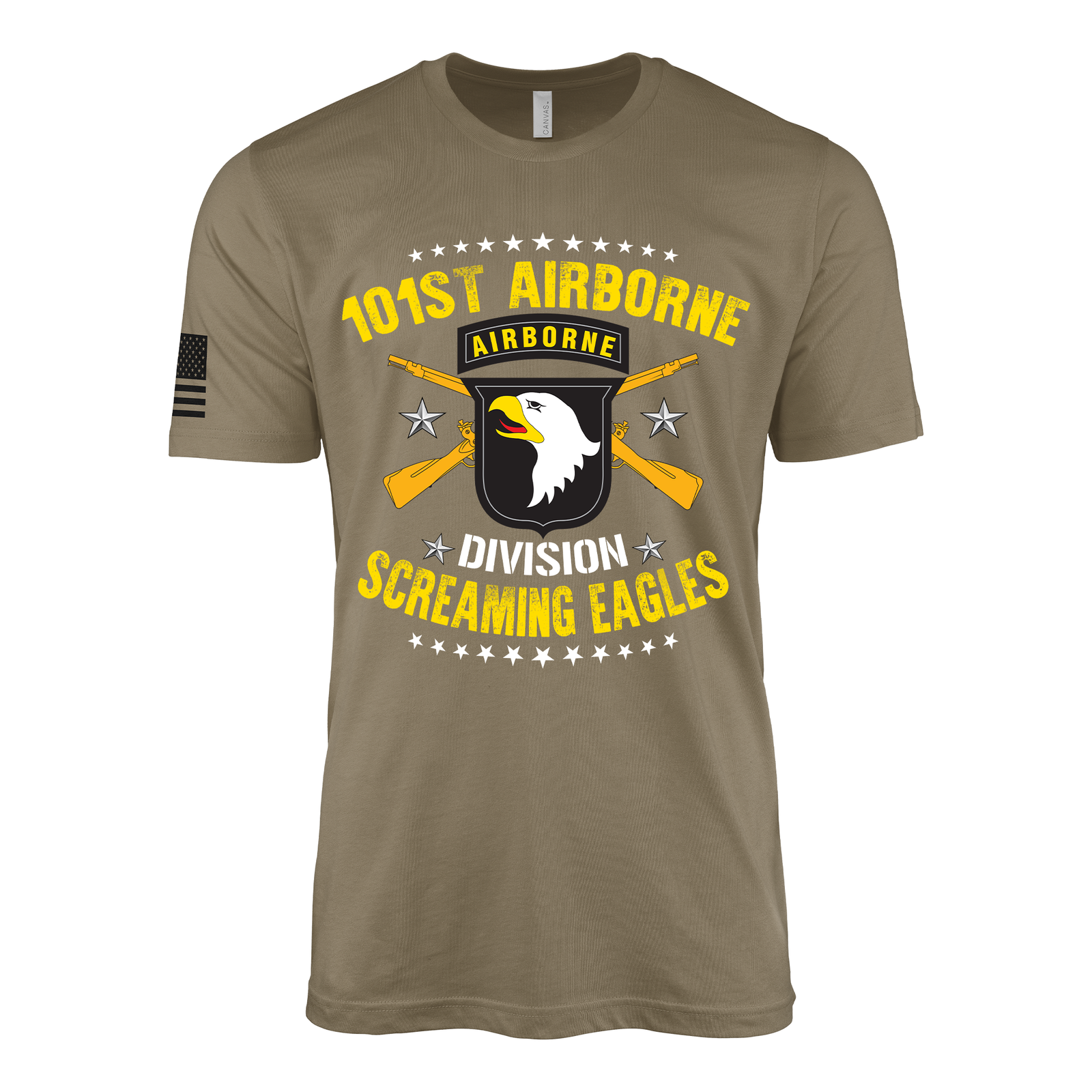 101st Airborne Division Graphic Moto T-Shirt Tactically Acquired Coyote Brown Small