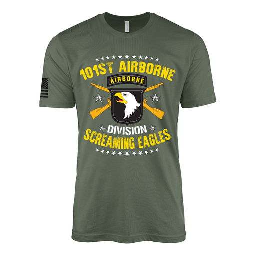 101st Airborne Division Graphic Moto T-Shirt Tactically Acquired Military Green Small