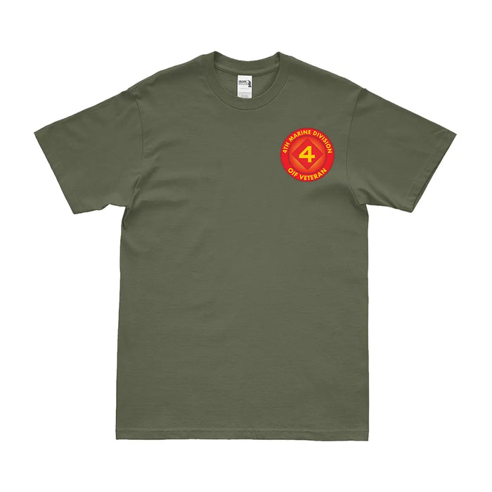 4th Marine Division OIF Veteran Left Chest T-Shirt Tactically Acquired Small Military Green 
