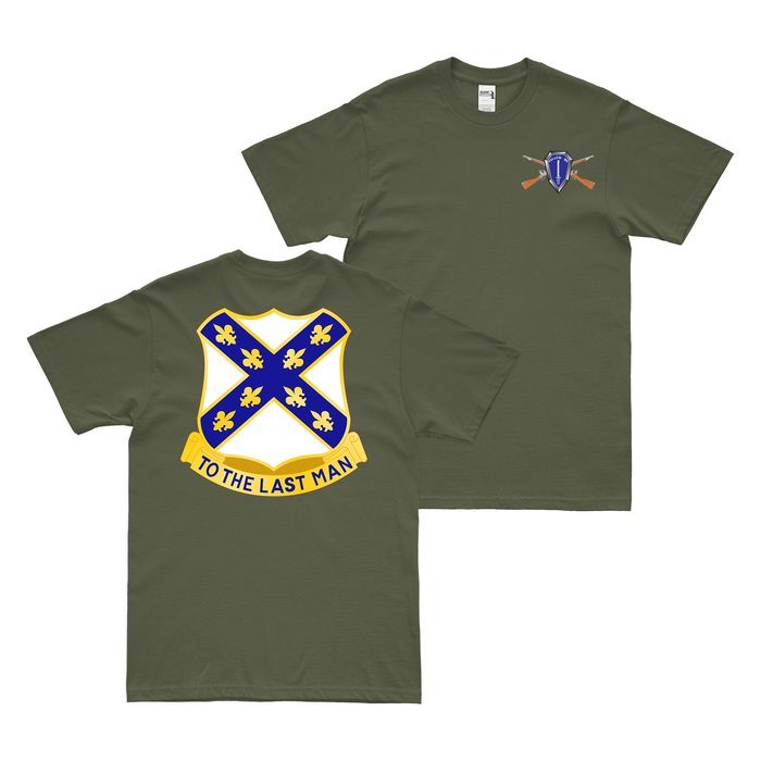 Double-Sided 103rd Infantry Regiment T-Shirt Tactically Acquired Military Green Small 