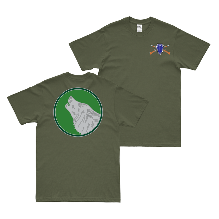 Double-Sided 104th Infantry Division CSIB T-Shirt Tactically Acquired Small Military Green 