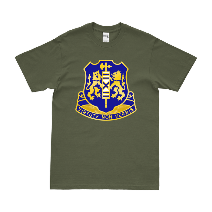 U.S. Army 108th Infantry Regiment Unit Logo Emblem T-Shirt Tactically Acquired Military Green Clean Small