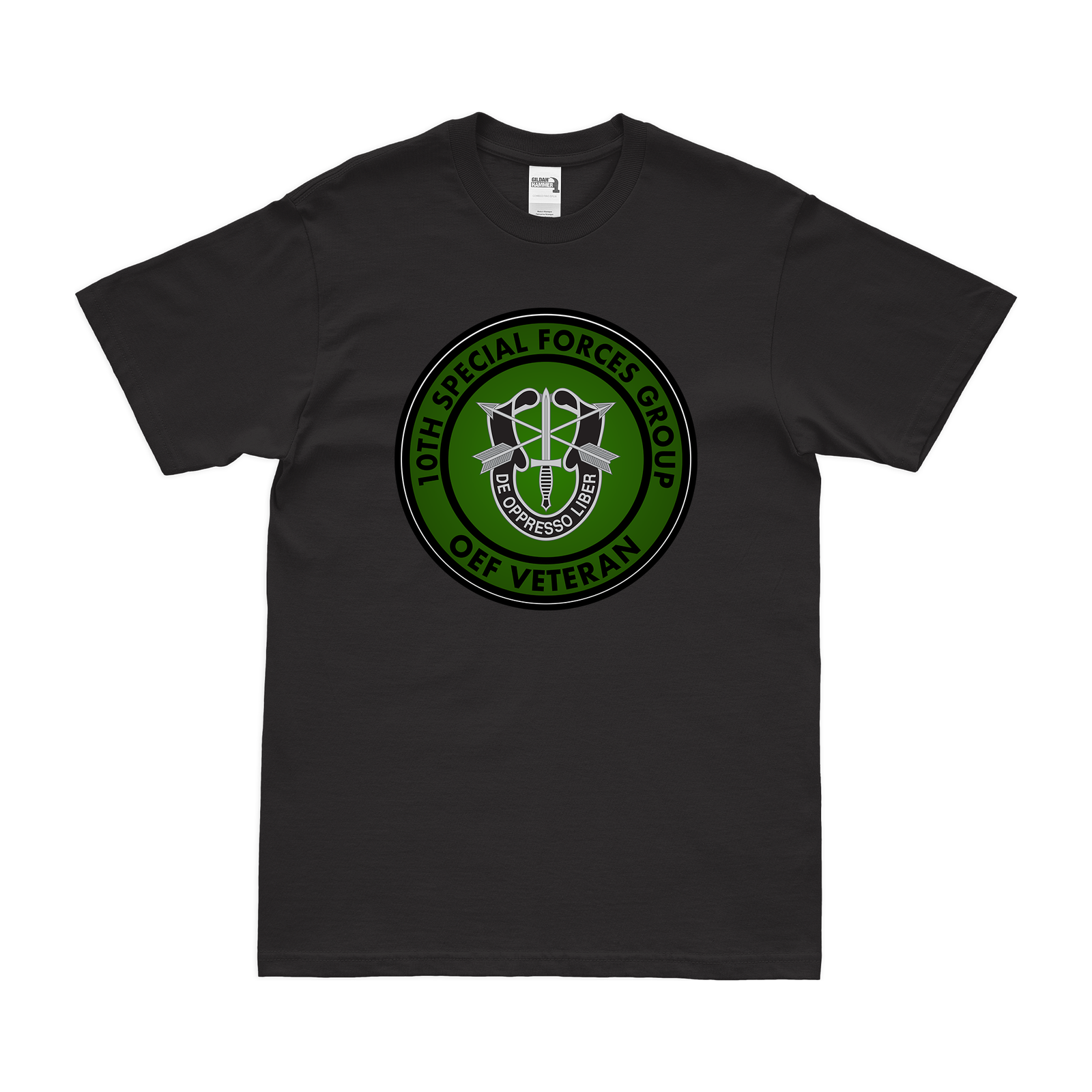 10th Special Forces Group (10th SFG) OEF Veteran T-Shirt Tactically Acquired Black Small 