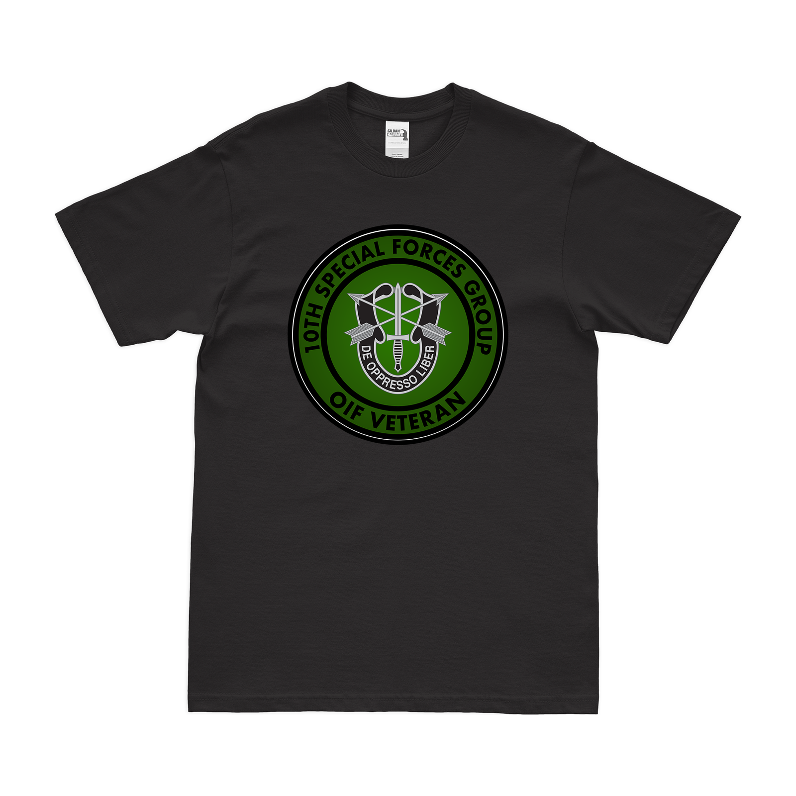 10th Special Forces Group (10th SFG) OIF Veteran T-Shirt Tactically Acquired Black Small 
