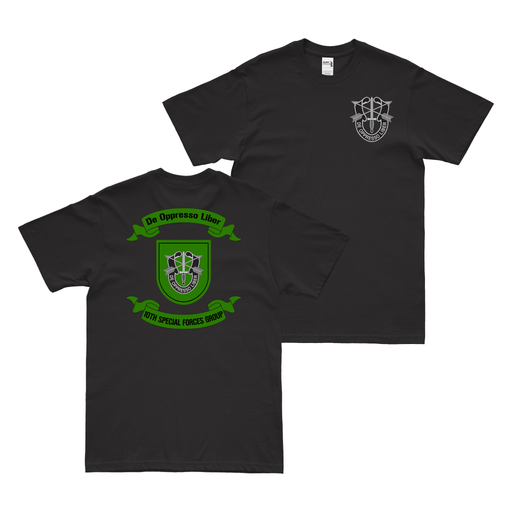 Double-Sided 10th Special Forces Group (10th SFG) Scroll T-Shirt Tactically Acquired Small Black 