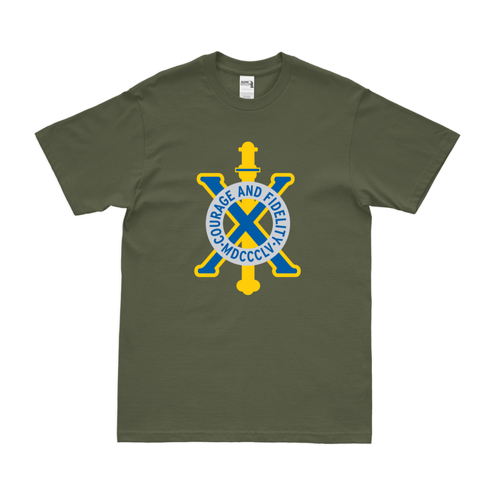 U.S. Army 10th Infantry Regiment Unit Logo Emblem T-Shirt Tactically Acquired Military Green Clean Small