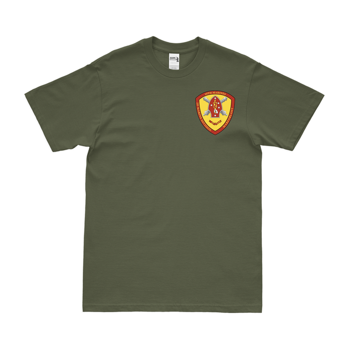 10th Marine Regiment Left Chest Emblem T-Shirt Tactically Acquired Military Green Small 