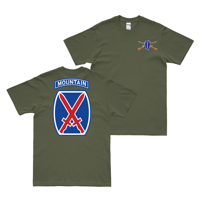Double-Sided 10th Mountain Division T-Shirt Tactically Acquired Small Military Green 