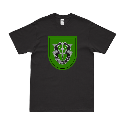 10th Special Forces Group (10th SFG) Beret Flash T-Shirt Tactically Acquired Black Clean Small