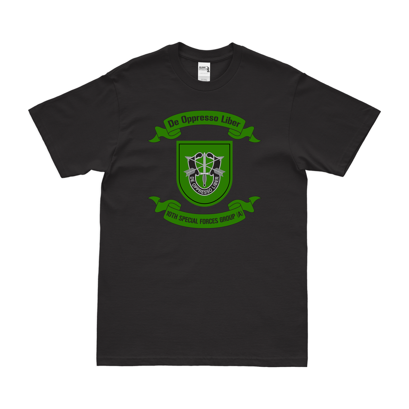 10th Special Forces Group (10th SFG) Legacy Scroll T-Shirt Tactically Acquired Black Clean Small
